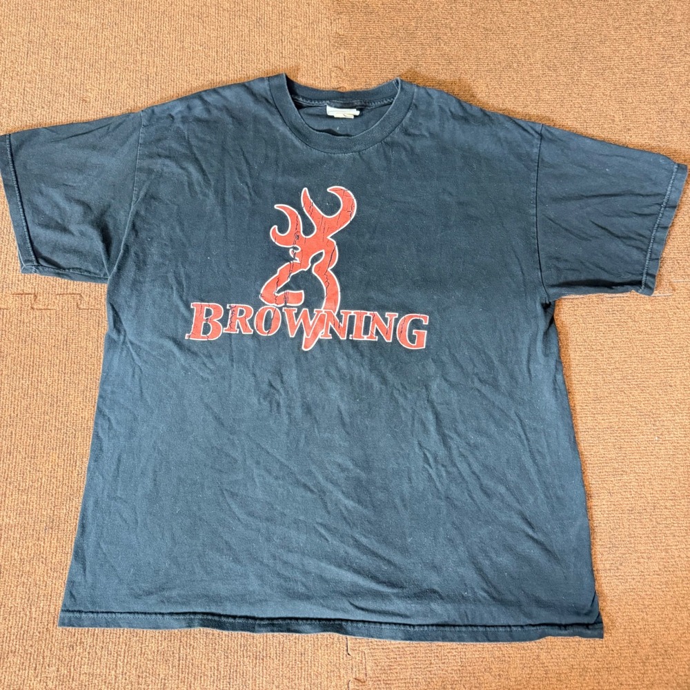 Browning T Shirt Mens XL Black Red Buckmark Logo‎ Graphic Short Sleeve Cotton XL
